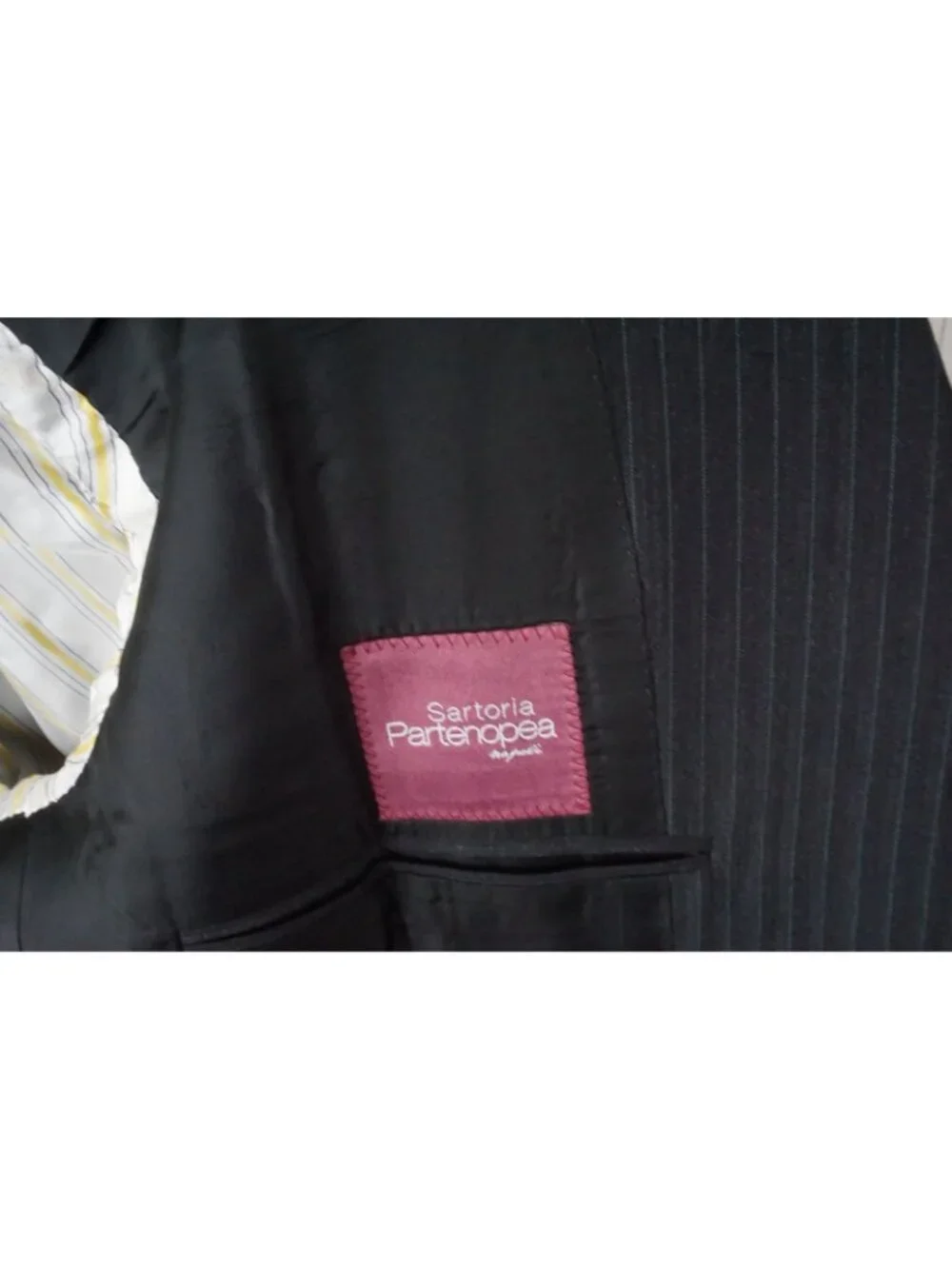 Sartoria Partenopea Charcoal Striped Wool 2 Pc Suit Jacket Pant 56R EU NEW